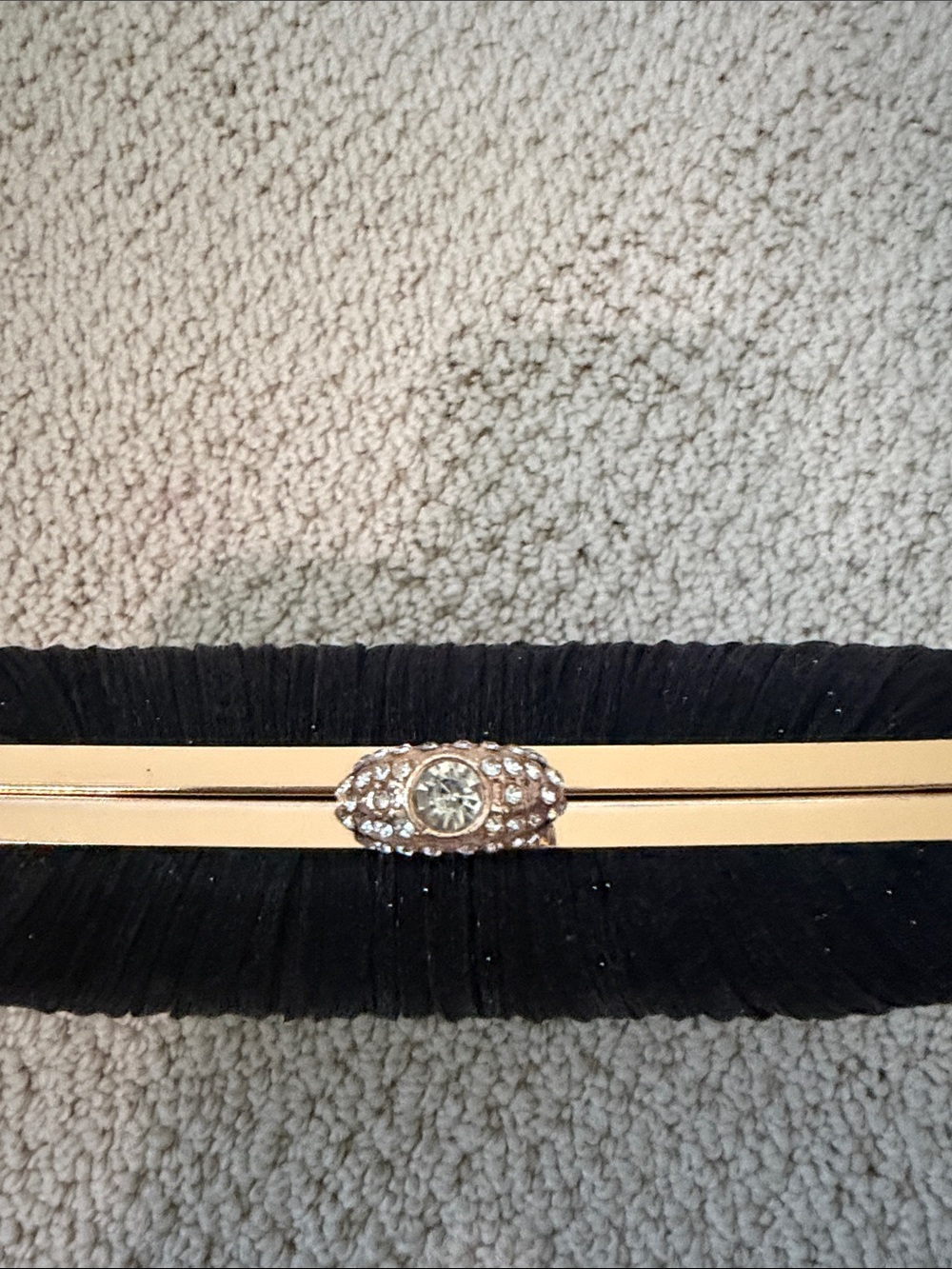 Elegant Black Evening Clutch with Rhinestone Ring - Picture 5 of 5